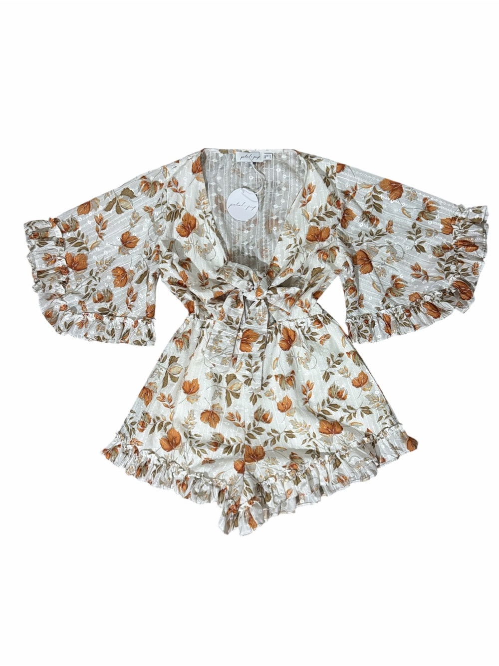PETAL AND PUP NWT White Floral Eyelet Romper with Cutout Bow